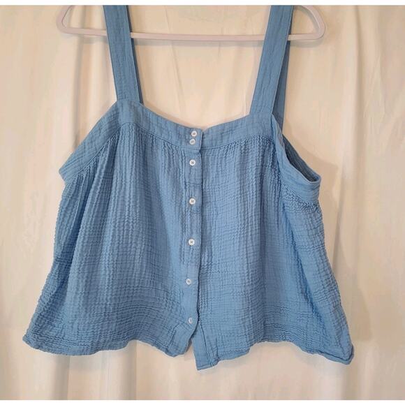 Lake Hampton Serene Blue Top Shorts Pajamas Set Gauze XXL Plus Cotton Blend - Picture 7 of 13